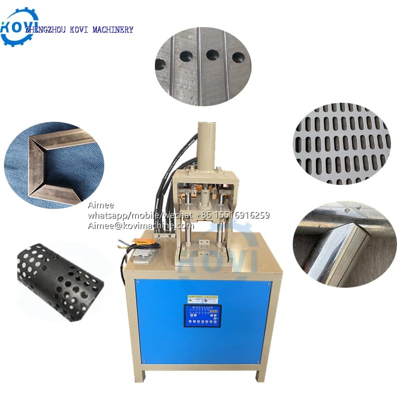 Automatic Angle Cutter Hole Punching Machine Muti-function Pipe Flattening Punching Cutting Machine Hydraulic 45&90 Degree Cut