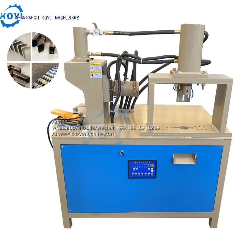 Automatic Angle Cutter Hole Punching Machine Muti-function Pipe Flattening Punching Cutting Machine Hydraulic 45&90 Degree Cut