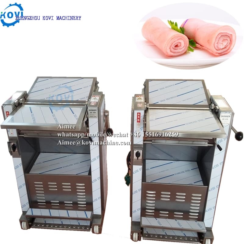 Adjustable thickness pig meat skinner peeling pork skin peeler slicing pork skin cutting machine