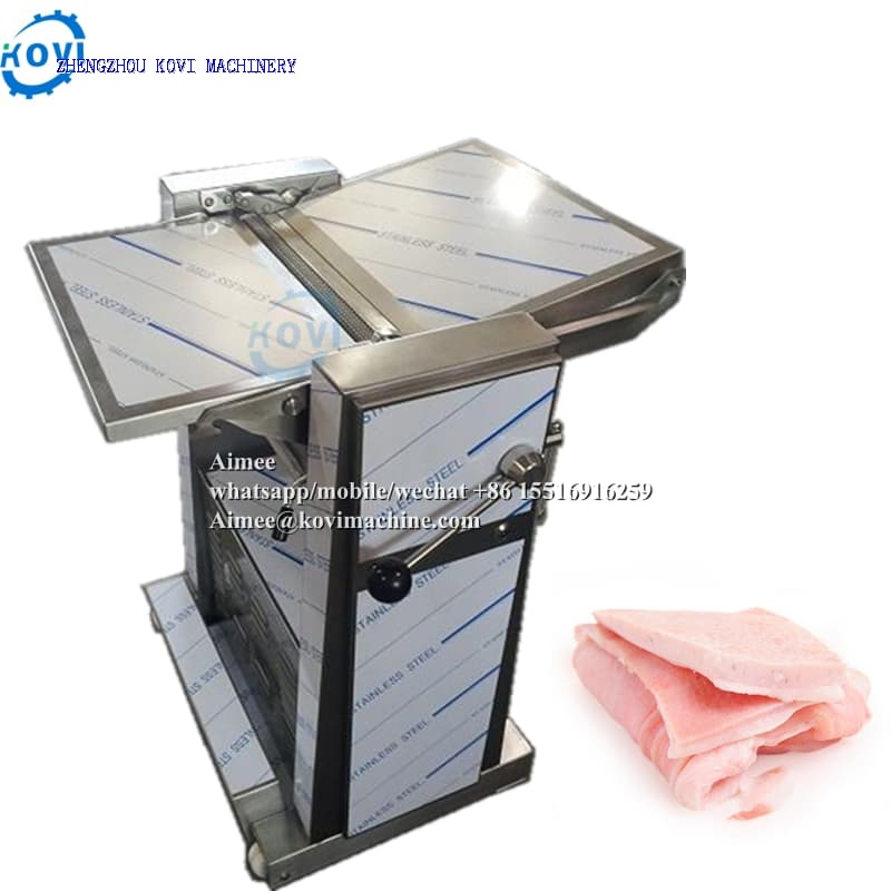 Adjustable thickness pig meat skinner peeling pork skin peeler slicing pork skin cutting machine
