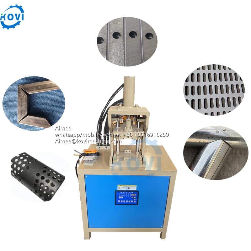 Square pipe punching machine automatic rectangle pipe 45 degree angle punching machine round pipe punching machine