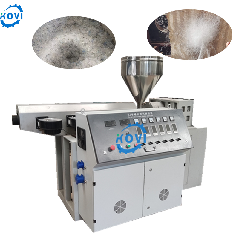 PET Plastic Flakes Polyester Fiber Opening Machine Pet Bottles Plastic Recycle Fiber Staple Cotton Wool Making Extruder Machine